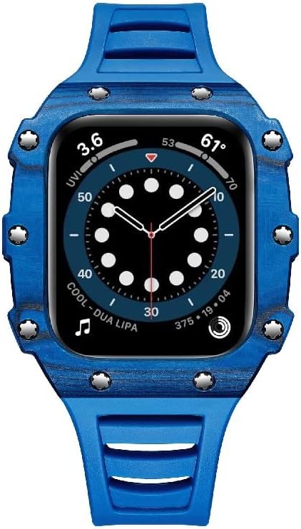 Houcy for Apple Watch Series 7 6 5 4 SE סיבי פחמן מקוריים סגסוגת שריון קשוחים סגסוגת רצועת רצועת רצועת צמיד 44 ממ