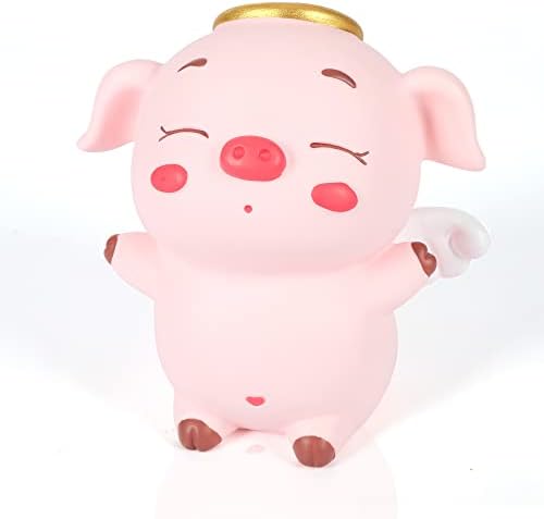 H&W Angel Piggy Bank, Shatterne Happy and Freedom Fig Coin Bank, Creative Money Bank, יכול לאחסן 1000 מטבעות, המתנה הטובה