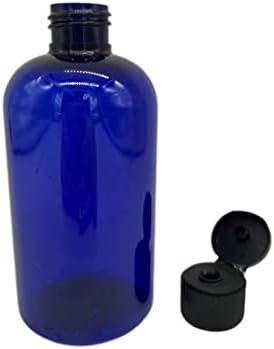 בקבוקי פלסטיק כחולים של בוסטון 8 אונקיות -12 אריזות בקבוק ריק למילוי חוזר-ללא שמנים אתריים - ארומתרפיה / כובע הצמד שחור-תוצרת