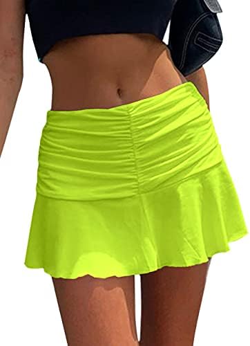 Safrisior Womes Rumple Friffe חצאית קצרה מותניים גבוהים נמתחים טניס קפלים טניס E-Girls 90s A-Line Mini חצאית
