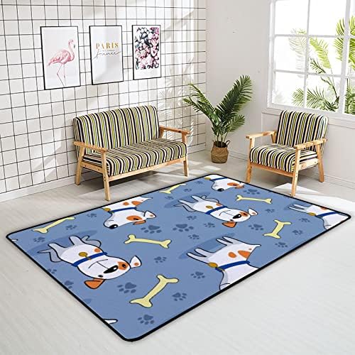 שטיח שטיח רך של צינגזה שטיחים באזור גדול, כלבים פקינזים כחולים שטיח מקורה נוח, מחצלת משחק לתינוקות לחדר שינה חדר