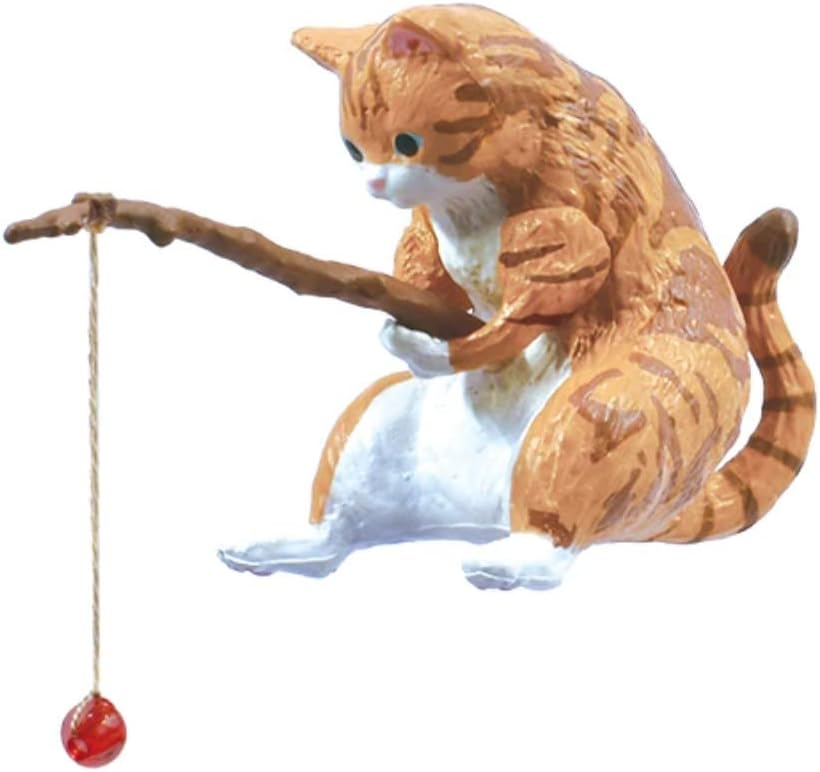 צלמית דיג חתולים של 1 PCS, דוגמנית חמוד של חיות דוגת חתול דיג צעצועי גאשפון, מיני פסל מיני עיצוב אקווריום,