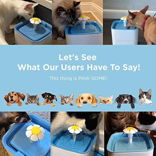 מזרקת מים לחתולים של סיאס-מזרקת מים אוטומטית לחיות מחמד, מתקן מים לכלבים 84 עוז/2.5 ליטר עם 3 פילטרים חלופיים לחתולים, כלבים,