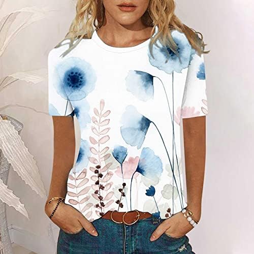 בנות דיו ציור פרח הדפסת חולצות סירת צוואר ספנדקס חולצות חולצות קצר שרוול סתיו קיץ חולצות 2023 מציצה