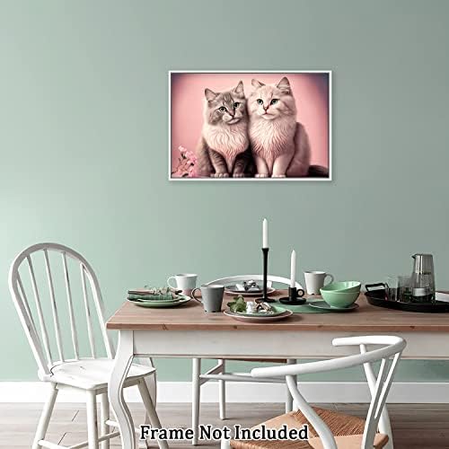 קיר חיה אמנות קיר בד ציור הדפסה תמונה שני חתולים חמודים בד מודרני קיר קיר יצירות אמנות