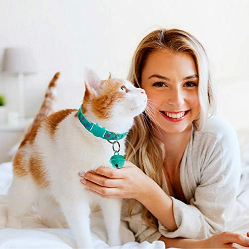 12 יחידות חתול קולרים בדלני עם פעמון ניילון מתכוונן צבעוני בטיחות חתלתול קולרים לחיות מחמד או קטן כלב