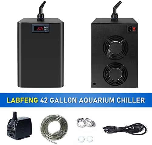 Labfeng 42 ליטר / 160L צ'ילר אקווריום 1/10 כס מערכת מדחס למדחס מים אקטיבי אקטיבי מתקרר במהירות, מתאימה להידרופוני,