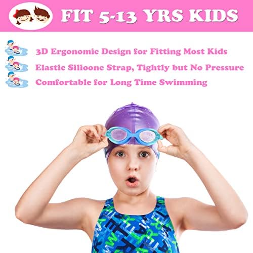 ילדים לשחות משקפי-2 חבילה שחייה משקפי אנטי ערפל לא דולף לילדים גיל 3-15