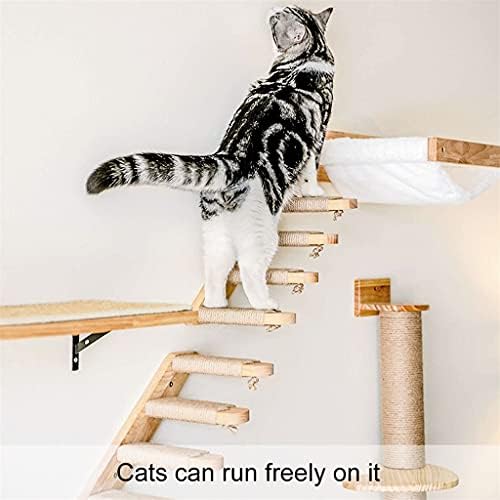 גרט קיר רכוב חתולי טיפוס סולם עץ מדרגות לחיות מחמד ריהוט חתלתול קיר מדף סט חתולי מוט עץ שריטות טיפוס חתולי עץ