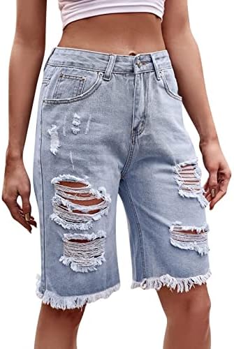 מכנסיים קצרים של ג'ינס ג'ינס קיץ מזדמן מותניים מזדמנים מכנסיים קצרים במצוקה לחופשה במצוקה מכנסיים קצרים של מכנסיים