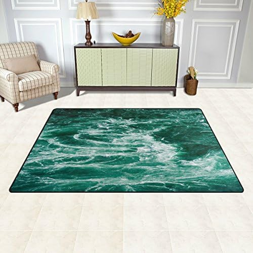 שטיח גלי מים של ווליי, תקציר זרמי מים לבנים עוצמתיים שטיח רצפה שטיח לא החלקה למגורים במעונות מעונות דקור