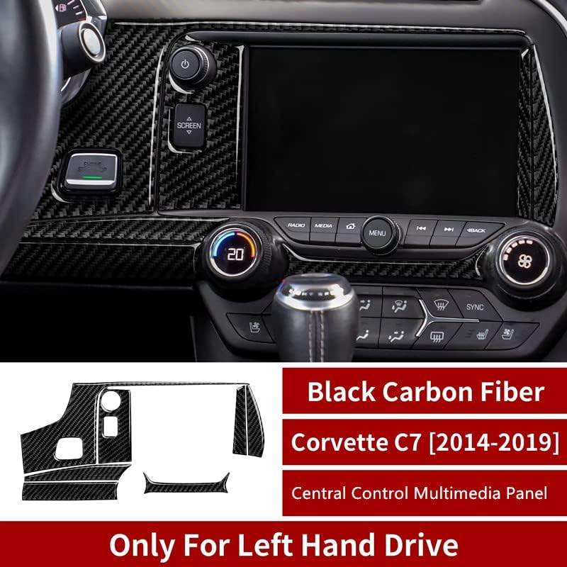 עבור Corvette C7 CAR Control Control Multimedia Panel מדבקה מדבקות סיבי פחמן לקצץ פנים לכסות עבור שברולט קורבט C7