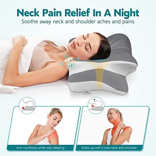 כרית צוואר צוואר הרחם של VOOVC עם קצף זיכרון - מתכווננת לשינה להקלה על כאבים