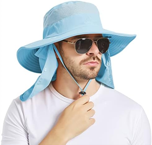 כובע דיג רחב דוריו שוליים לגברים נשים חיצוניות כובע שמש אטום למים כובע הגנה מפני שמש עם כיסוי פנים וצוואר