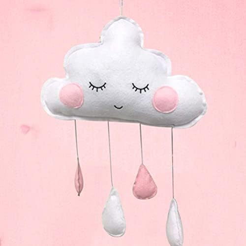 IMIKEYA עטפת תינוק ניידת תקרת ענן נייד עריסה ניידת גשם נייד תקרה מורגשת קישודים תלויים לילדים חדר נייד תלייה תלייה לבן