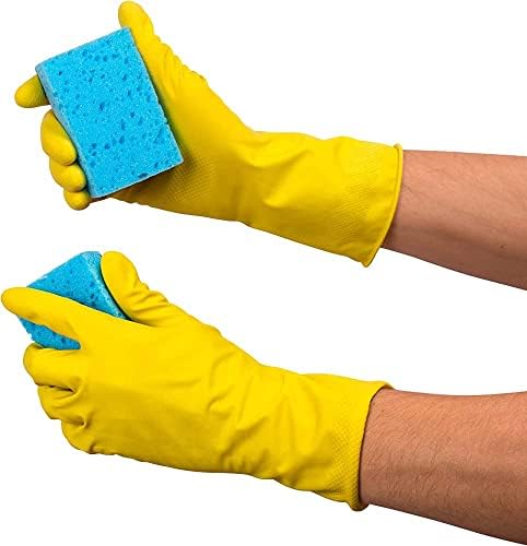 3 זוגות לשימוש חוזר צהוב לשטיפת כלים ביתי לטקס מרופדת כפפות