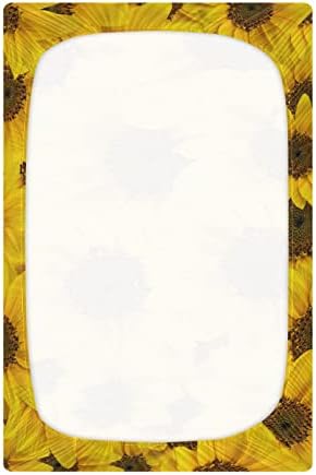 דפוס חמניות צהוב של אלזה פרחים פרחים פרחים גיליונות עריסה מצוידים בסדין בסינט לבנים פעוטות תינוקות, גודל סטנדרטי 52