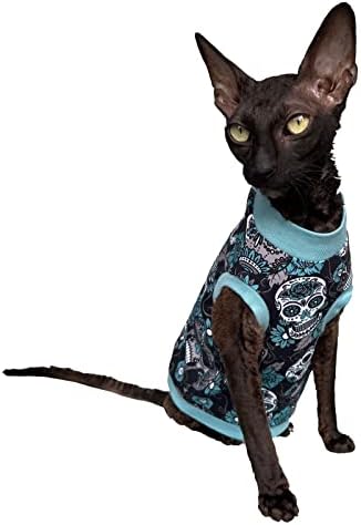 חולצת טריקו של קוטומודה חסרת שיער של חולצת טורקיז לחתול ספינקס