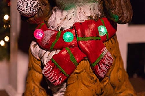 תאגיד אלפיני פסל כלבי חג המולד עם כובע סנטה, צעיף ונורות LED, עיצוב חג חגיגי לבית ולגן