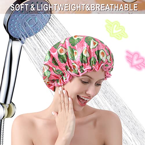 3 חבילות מכסה מקלחת, כובעי מקלחת גדולים לנשים אטומות למים, כפוף למקלחת עמיד למים בשכבה כפולה לשיער ארוך