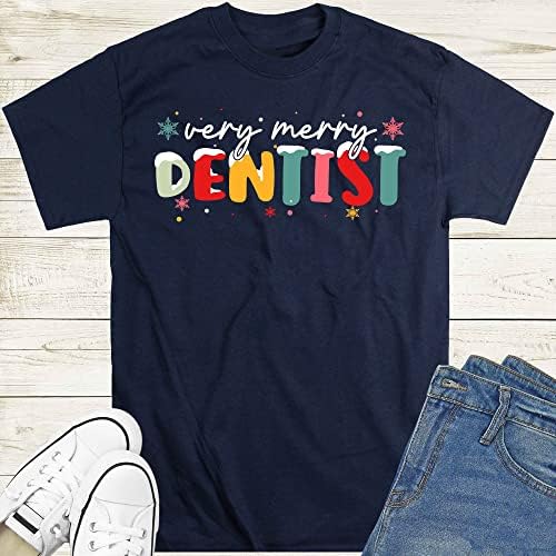 MOOBLA חולצת רופאי שיניים מאוד שמחים, חולצת חג המולד של רופא שיניים, חולצת רופא שיניים לחג המולד, לרופא שיניים, חולצת