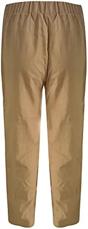 מכנסי ג'וניורס מכנסיים כושר נינוח פשתן פשתן קפלים קפלים מתלקחים רגל רחבה מותניים אלסטיים בסיסיים מכנסי מגף CO