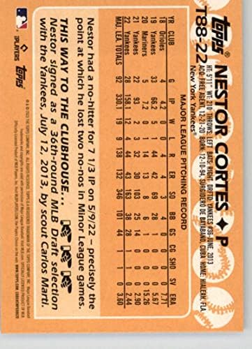 2023 Topps 1988 בייסבול T88-22 נסטור קורטס NM-MT ניו יורק ינקי כרטיס מסחר בייסבול