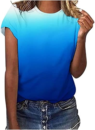 עניבת קיץ צבע חולצות טי לנשים שרוול קצר חולצת טריקו מזדמנת רופפת צוואר עגול חולצות רכות קלות
