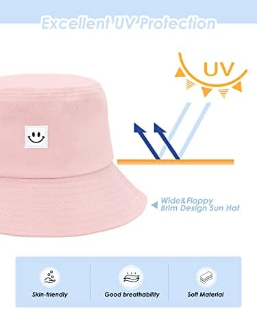 ילדים דלי כובע יוניסקס חיוך פנים קיץ שמש הגנת חוף שמש כובע ילדים שמש כובע כותנה חיצוני נסיעות מגן כובע