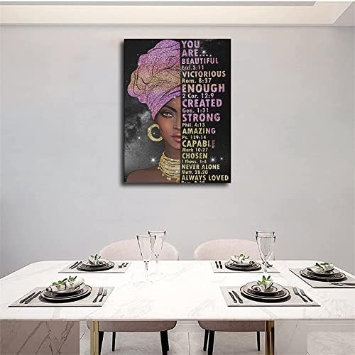 אמנות קיר אפריקאית אמריקאית מלכה שחורה תמונה מעוררת השראה פוסטר אמנות בד קיר אמנות הדפס לחדר קיר חדר חדר סלון חדר אמבטיה