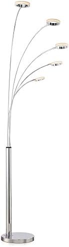 פוסיני אירו עיצוב אלדו אמצע המאה מודרני קשת רצפת מנורת הוביל 5 - אור 88 גבוה כרום כסף עגול טבעת צל עם אקריליק מפזר
