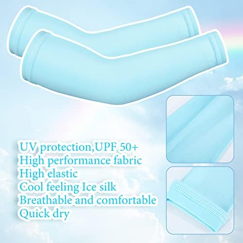 10 זוגות שרוולי זרוע ילדים הגנת שמש קירור שרוולי הגנה מפני UV מכסה זרוע משי קרח קרח לבנים ולבנות