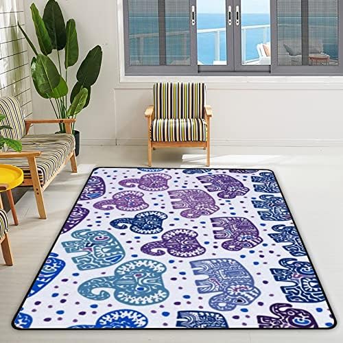 זוחל שטיח מקורה משחק מחצלת פיל שבטי אתני עם פולקה לסלון חדר שינה חינוכי קומה חינוכית שטיח 72x48 אינץ '