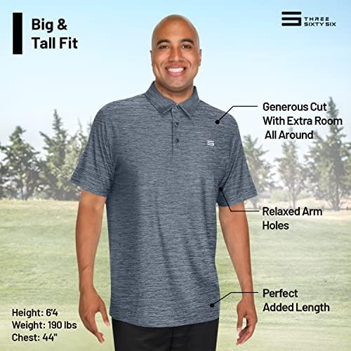 חולצת פולו גדולה וגולף של גברים בגברים - בד מתיחה 4 -כיווני בכושר. פיתול לחות, טכנולוגיה אנטי-אודור, הגנת UPF 50