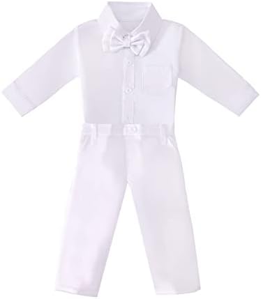 תינוק חיננית לבוש תינוקת תינוקת טבילה לבוש תלבושת תלבושת כל חליפה לבנה עם גודל מצנפת 3-24 חודשים, שרוול ארוך