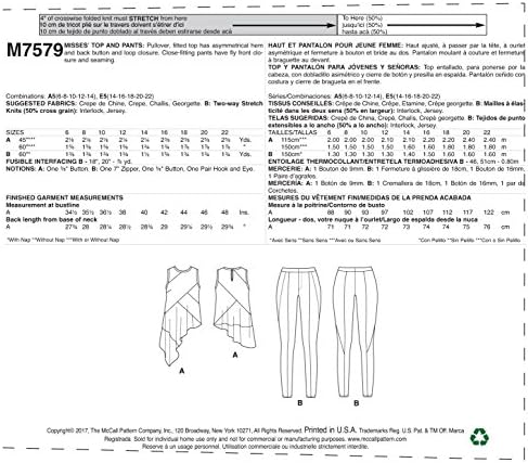 דפוסי מק'קל מפספסים את החלק העליון האסימטרי/התפר-מפורט והמכנסיים