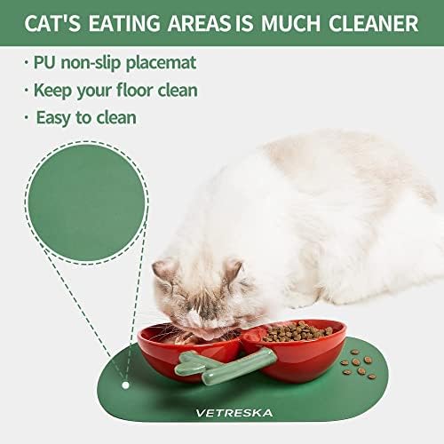 Vetreska קערת מזון לחתול קערות קרמיקה קערות לחתול למזון ומים קערת האכלה של חתול גורים מקלה על קערות חתול דובדבן עייפות