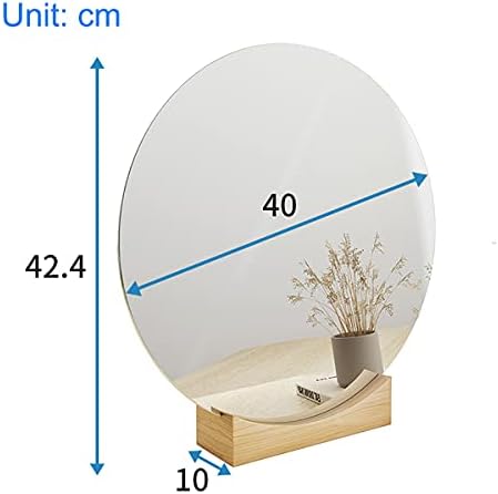 מראה איפור צורה עגולה של 40 סמ בסיס עץ מלא עץ HD מראה יהירות מראה לסלון שולחן חדר שינה מראה קישוטים דקורטיביים