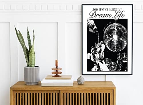 תפאורה של כדור דיסקו שחור ולבן - 12X16 אינץ 'סט של 1 פוסטר והדפסים של עיצוב מפלגה - אמנות קיר שחור - ציטוטים עיצוב קיר - עיצוב