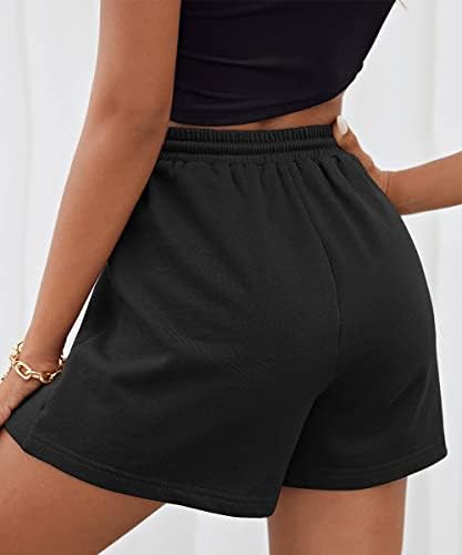 אפן נשים זיעה מכנסיים קצרים קיץ מקרית קומפי גבוהה מותן טרקלין מכנסיים שרוך כותנה מכנסיים קצרים עם כיסים 2023