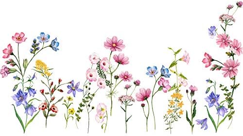 פרחים גפנים מדבקות קיר צבעוניות פרחי בר צבעוניות צמחי קיר מדבקות קיר נשלפות DIY קליפות ומקל ציורי קיר ארט לילדים