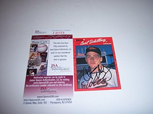 Curt Shilling Baltimore Orioles, Redsox JSA/COA חתום כרטיס - MLB כרטיסי בייסבול חתימה