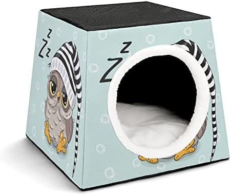 קריקטורה ינשוף חתול מיטות מקורה חתולים חמוד לחיות מחמד בית מתקפל מסתור מיטת עבור חיצוני חתולי כלבים