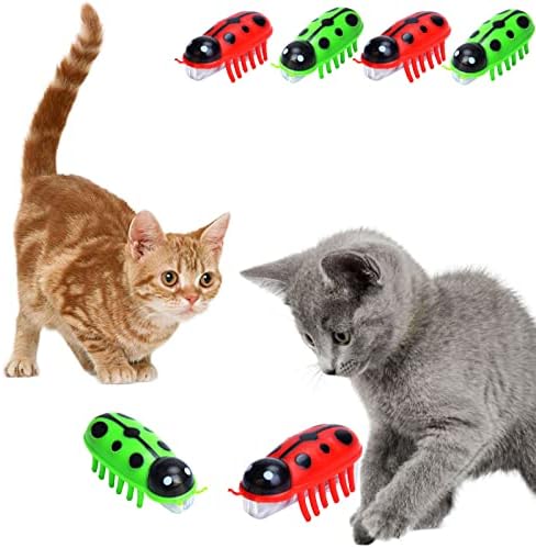 אלקטרוני חתול צעצוע, 4 יחידות נע חתול צעצוע חתול צעצועים אינטראקטיביים לחתולים מקורה, חשמלי עכבר צעצוע סוללה