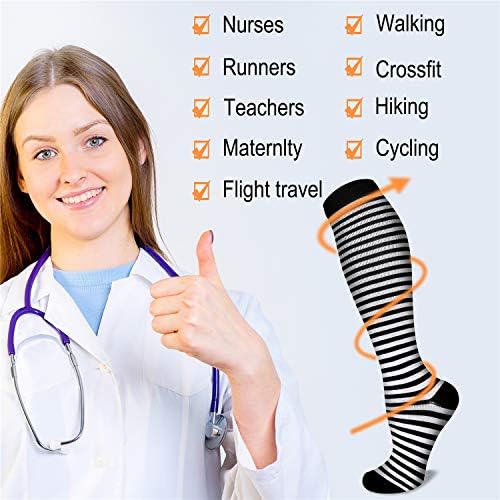 גרבי דחיסה של קווקסיאנג לנשים וגברים 15-20 ממ כספית, הטובים ביותר לרפואה, סיעוד, ריצה, ספורט, דליות, נסיעות