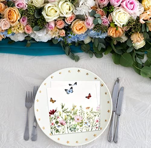 100 אביב פרחוני הצהריים מפיות חד פעמי נייר צבעוני פרפרים פרח פריחת ארוחת ערב הצהריים מפית לקיץ פרחי חתונה