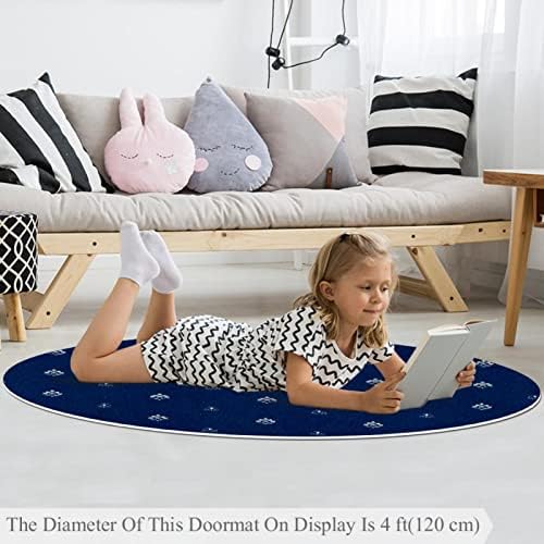 Llnsupply ילדים שטיח 4 רגל שטיחים שטחיים עגולים גדולים לבנות בנים תינוק - פרח פרחוני חיל