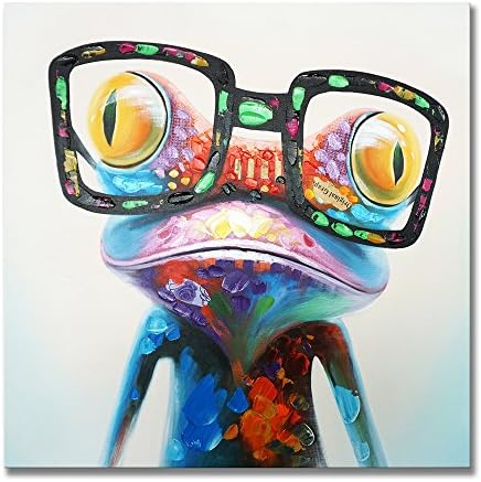 שבע אמנויות קיר צפרדע קיר אמנות עם משקפיים צבעוני מצחיק בד בעלי החיים ציורי פוסטר תמונות הדפסת ממוסגר גדול
