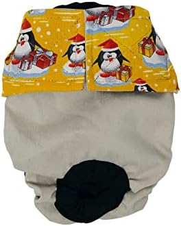 בארקטיים צהוב חג המולד פינגווין על פרוסטי קרם פרימיום עמיד למים חתול חיתול, אקס-אל, ללא זנב חור הרבעה מכנסיים עבור להתעסק,