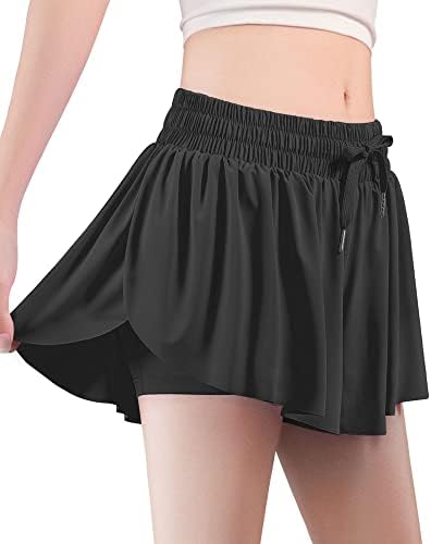 מכנסיים קצרים זורמים של בנות Hasmes עם סטרץ 'סטרץ' פרפר מפעיל מכנסיים אתלטים של מותניים אלסטיים למותניים אלסטיים